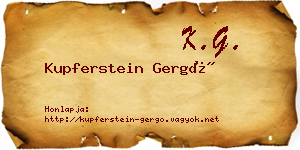 Kupferstein Gergő névjegykártya